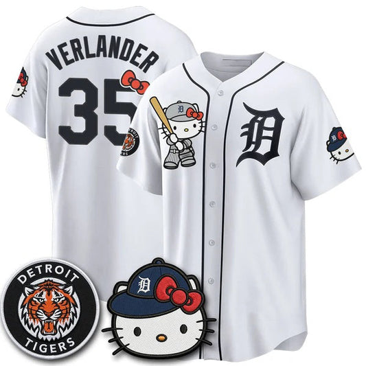 Detroit Tigers #35 Justin Verlander White Puhics Meow KT Edition Vapor Limited Stitched Jersey