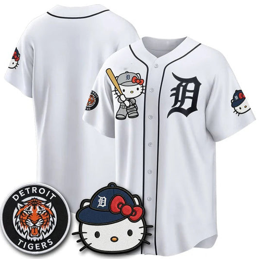 Detroit Tigers White Puhics Meow KT Edition Vapor Limited Stitched Jersey