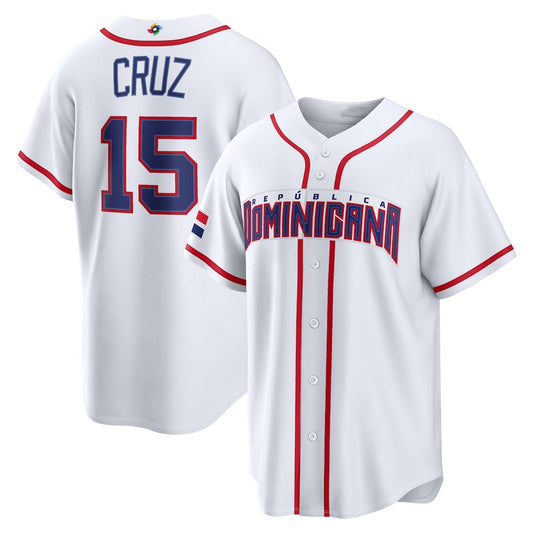Dominican Republic Baseball #15 Oneil Cruz 2026 World Baseball Classic Home Stadium Jersey - White Baseball Jersey Puhics