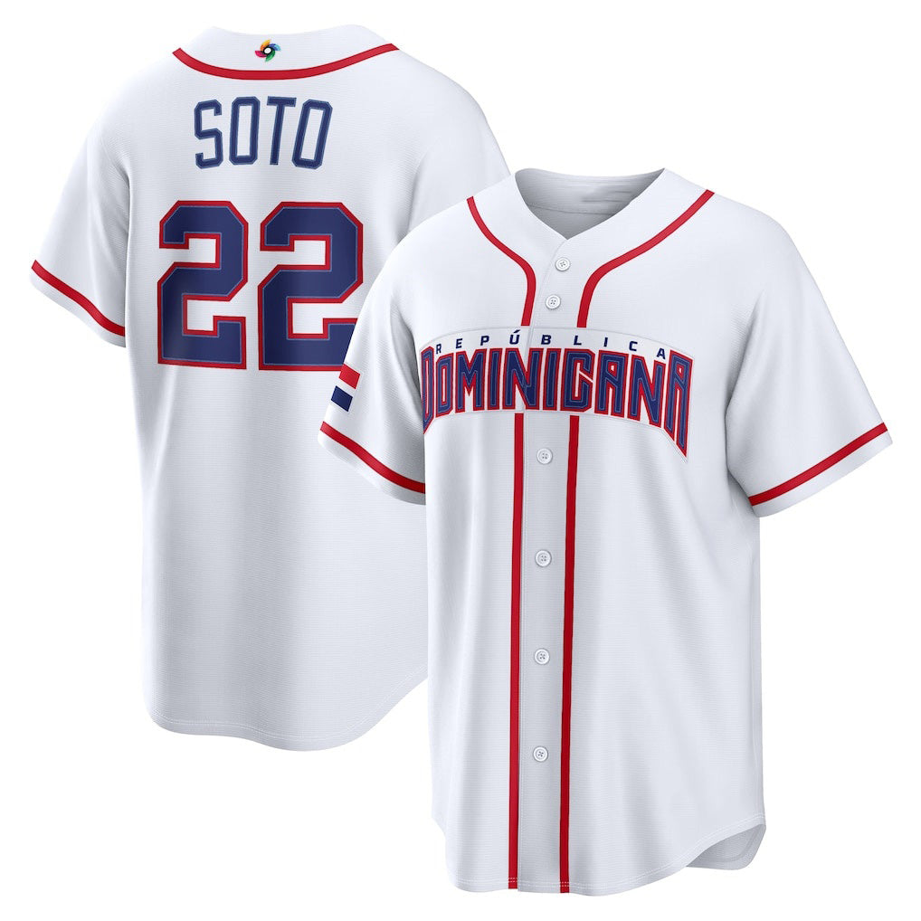 Dominican Republic Baseball #22 Juan Soto 2026 World Baseball Classic Home Stadium Jersey - White Baseball Jersey Puhics