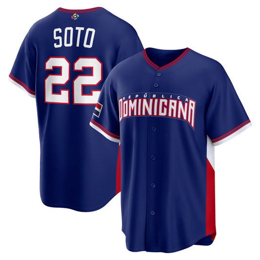 Dominican Republic Baseball #22 Juan Soto 2026 World Baseball Classic Road Stadium Jersey - Royal Baseball Jersey Puhics