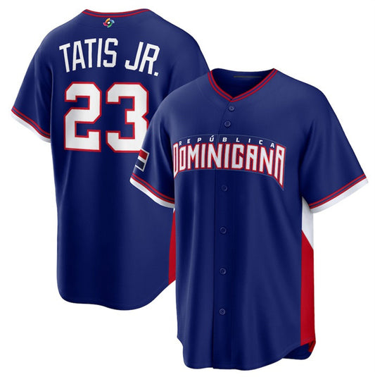 Dominican Republic Baseball #23 Fernando Tatis Jr. Navy 2026 World Baseball Classic Road Stadium Stitched Baseball Jersey