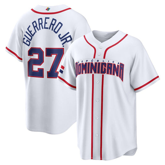 Dominican Republic Baseball #27 Vladimir Guerrero Jr. 2026 World Baseball Classic Home Stadium Jersey - White Baseball Jersey Puhics