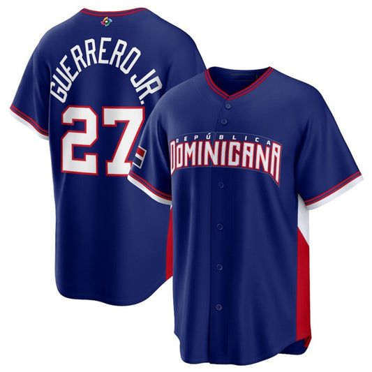 Dominican Republic Baseball #27 Vladimir Guerrero Jr. Navy 2026 World Baseball Classic Road Stadium Stitched Baseball Jersey