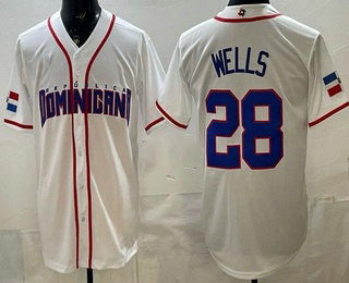 Dominican Republic Baseball #28 Austin Wells White 2026 World Baseball Classic Cool Base Stitched Baseball Jersey