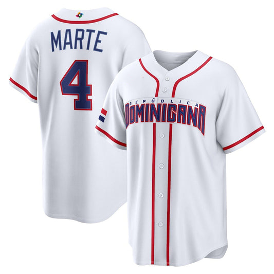 Dominican Republic Baseball #4 Ketel Marte 2026 World Baseball Classic Home Stadium Jersey - White Baseball Jersey Puhics