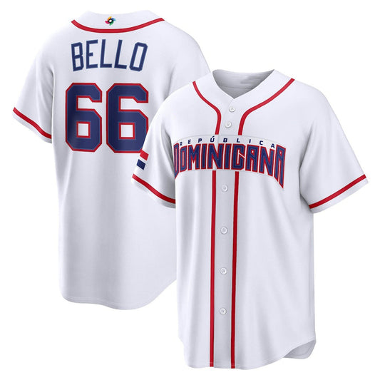 Dominican Republic Baseball #66 Brayan Bello 2026 World Baseball Classic Home Stadium Jersey - White Baseball Jersey Puhics