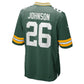 GB.Packers #26 Kaleb Johnson Green Team Game Football Jersey