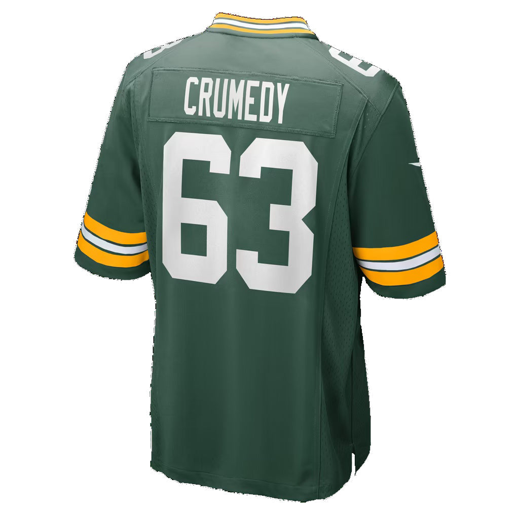 GB.Packers #63 Jaden Crumedy Green Team Game Football Jersey