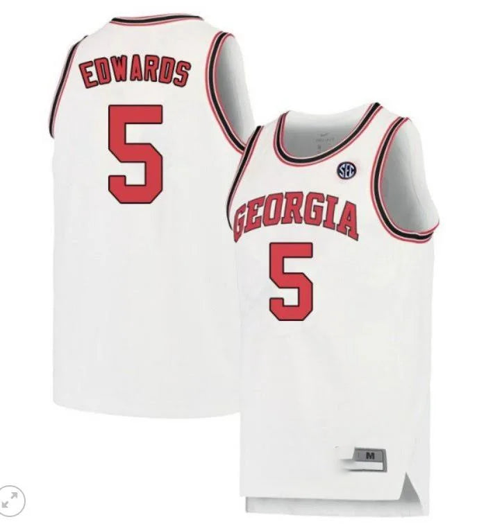 Georgia #5 Anthony Edwards White Stitched jerseys