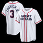 Great Britain Baseball #3 Jazz Chisholm Jr. 2026 World Baseball Classic Home Stadium Jersey - White Baseball Jersey Puhics