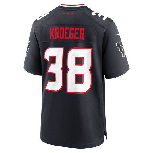 H.Texans #38 Kai Kroeger Navy Team Game American Football Jersey