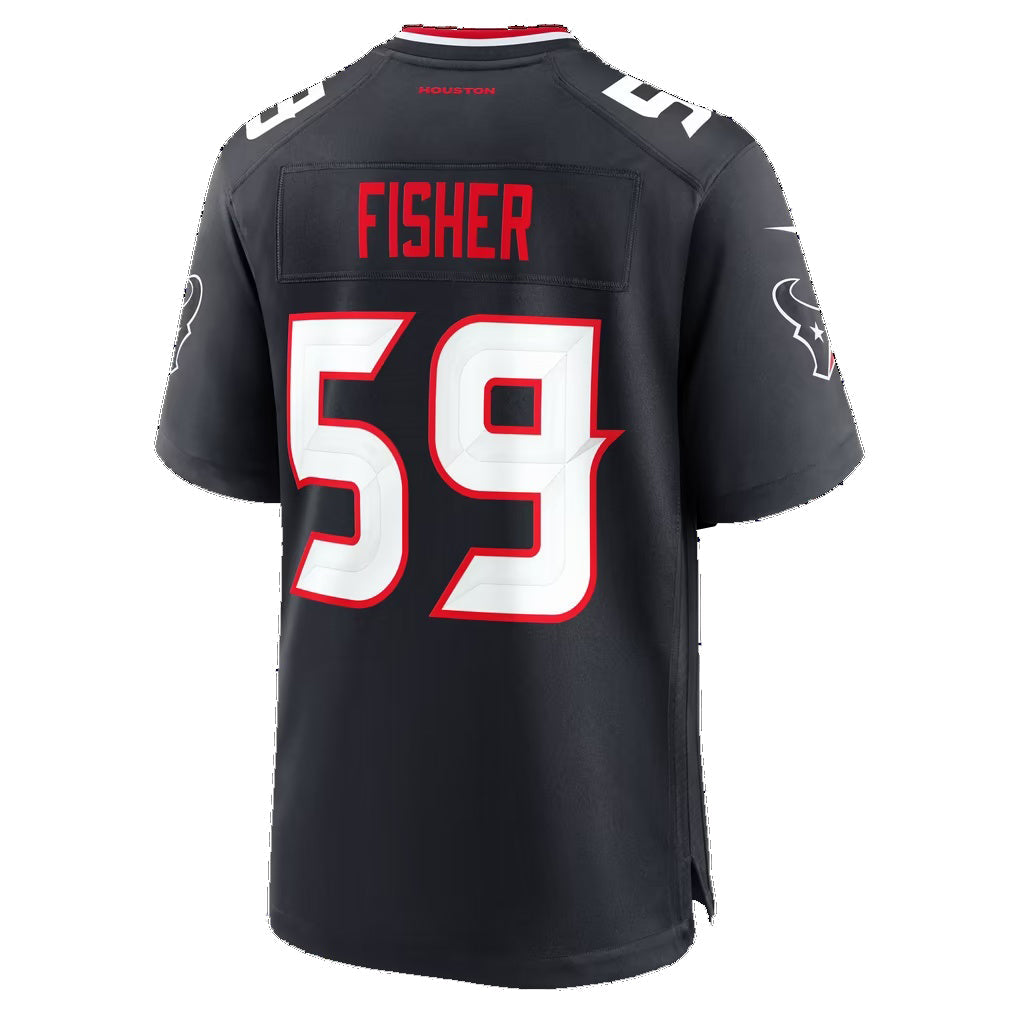 H.Texans #59 Aiden Fisher Navy Puhics Game Player Jersey