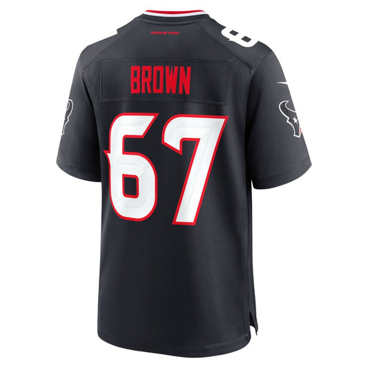 H.Texans #67 Evan Brown Navy Team Game American Football Jersey
