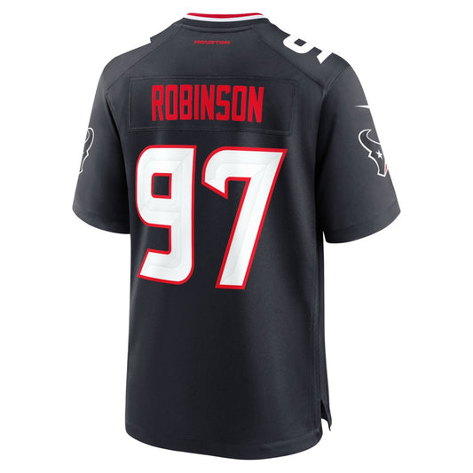 H.Texans #97 Dominique Robinson Navy Team Game American Football Jersey