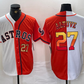 Houston Astros #27 Jose Altuve Number White Orange Split Stitched Baseball Jersey