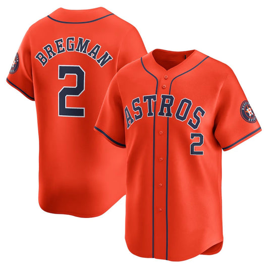 Houston Astros #2 Alex Bregman Alternate Limited Player Jersey – Orange Stitched Baseball Jersey