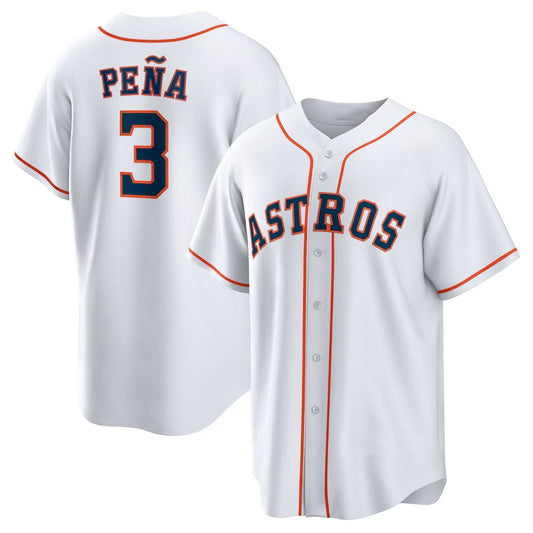 Houston Astros #3 Jeremy Peña Home Replica Jersey - White Stitched Baseball Jersey