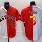 Houston Astros #3 Jeremy Pena Number White Orange Split Stitched Baseball Jersey