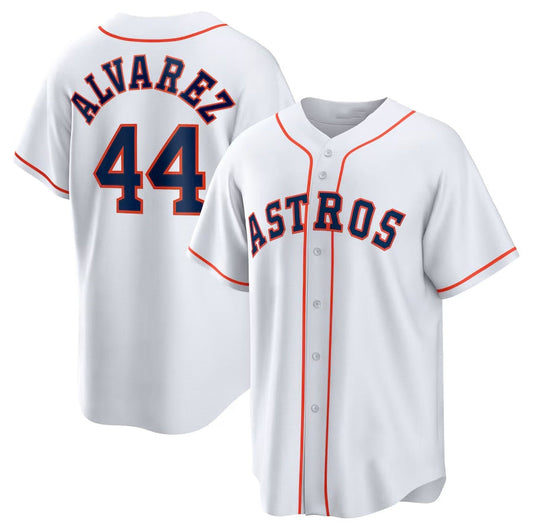 Houston Astros #44 Yordan Álvarez Home Replica Player Jersey - White Stitched Baseball Jersey