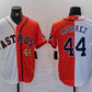 Houston Astros #44 Yordan Alvarez Number White Orange Split Stitched Baseball Jersey