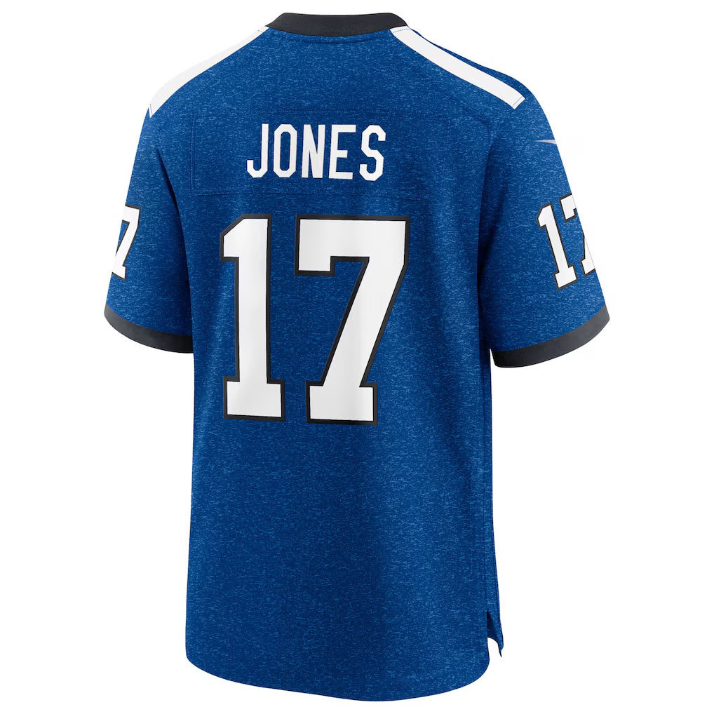 IN.Colts #17 Daniel Jones Heather Royal Alternate 2 Indiana Nights Game Stitched American Football Jerseys