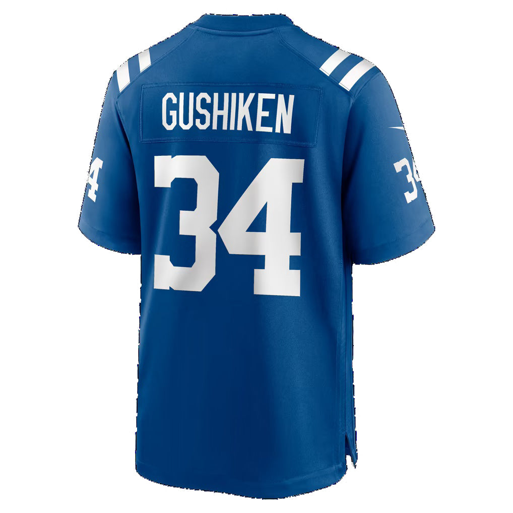 IN.Colts #34 Kapena Gushiken Royal Team Game Football Jersey
