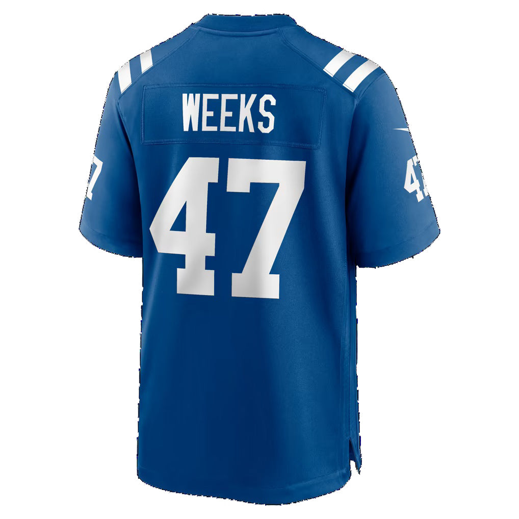 IN.Colts #47 West Weeks Royal Team Game Football Jersey