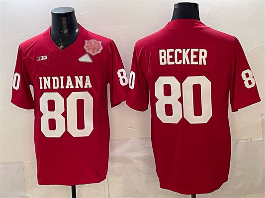 IN.Hoosiers #80 Charlie Becker Red F.U.S.E. 2025 National Champions Patch Stitched Football College Jerseys