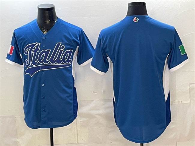 Italy Baseball Blank Blue 2026 World Baseball Classic Home Stadium Stitched Baseball Jersey