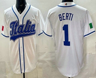 Italy Baseball #1 Jonathon Berti White 2026 World Baseball Classic Cool Base Stitched Baseball Jersey