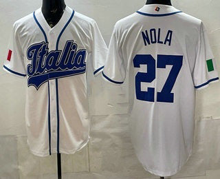 Italy Baseball #27 Aaron Nola White 2026 World Baseball Classic Cool Base Stitched Baseball Jersey