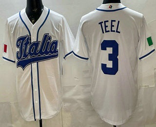 Italy Baseball #3 Kyle Teel White 2026 World Baseball Classic Cool Base Stitched Baseball Jersey