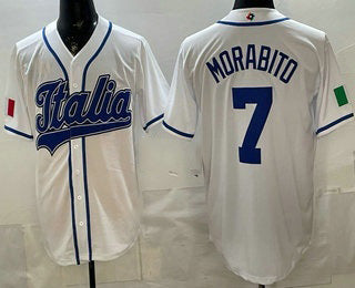 Italy Baseball #7 Nick Morabito White 2026 World Baseball Classic Cool Base Stitched Baseball Jersey
