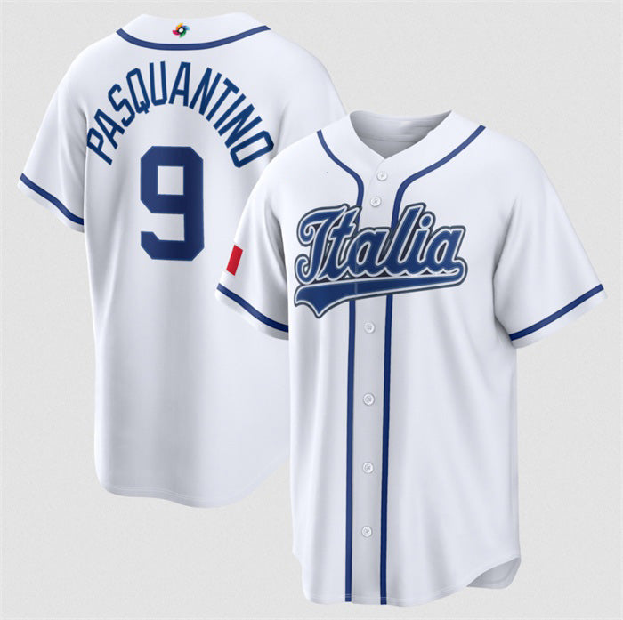 Italy Baseball #9 Vinnie Pasquantino 2026 World Baseball Classic Home Stadium Stitched Baseball Jersey
