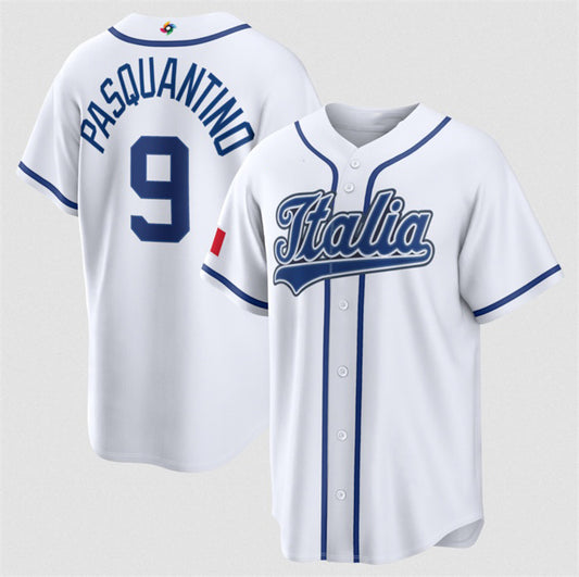 Italy Baseball #9 Vinnie Pasquantino 2026 World Baseball Classic Home Stadium Stitched Baseball Jersey