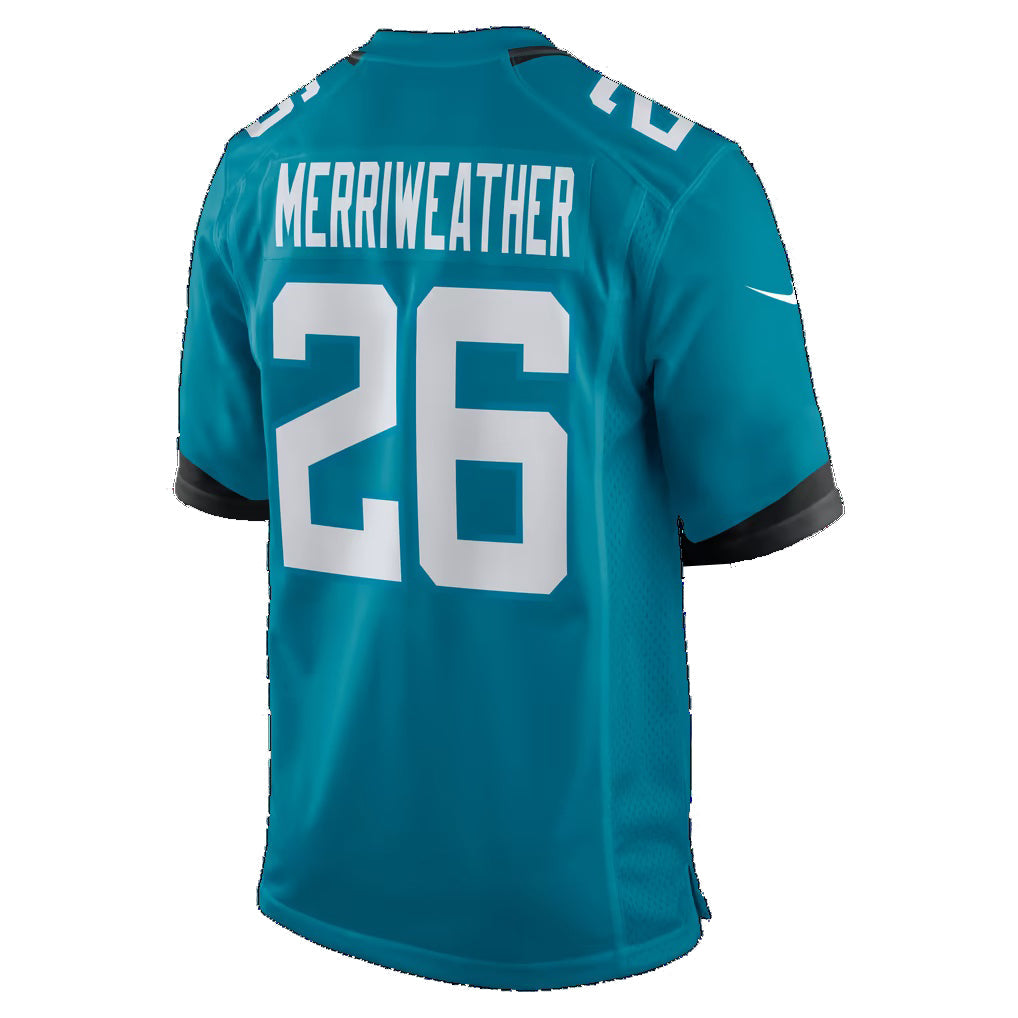 J.Jaguars #26 Kaevon Merriweather Teal Team Game Football Jersey
