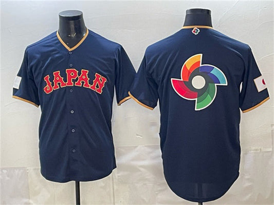 Japan Baseball Team Big Logo Navy 2026 World Baseball Classic Road Stadium Stitched Baseball Jersey