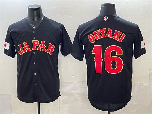 Japan Baseball #16 Shohei Ohtani Black 2026 World Baseball Classic Road Stadium Stitched Baseball Jersey