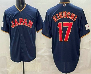 Japan Baseball #17 Yusei Kikuchi Navy 2026 World Baseball Classic Cool Base Stitched Baseball Jersey