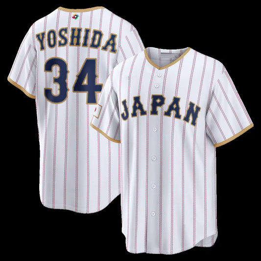 Japan Baseball #34 Masataka Yoshida 2026 World Baseball Classic Home Stadium Jersey - White Baseball Jersey Puhics