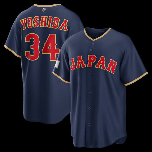 Japan Baseball #34 Masataka Yoshida 2026 World Baseball Classic Road Stadium Jersey - Navy Baseball Jersey Puhics