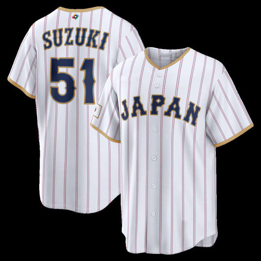 Japan Baseball #51 Seiya Suzuki 2026 World Baseball Classic Home Stadium Jersey - White Baseball Jersey Puhics