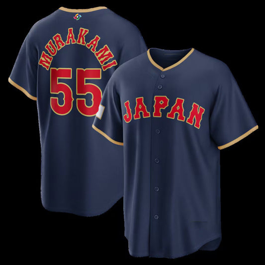 Japan Baseball #55 Munetaka Murakami 2026 World Baseball Classic Road Stadium Jersey - Navy Baseball Jersey Puhics