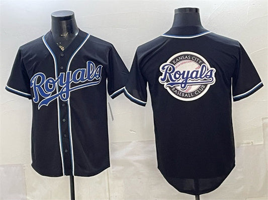 Kansas City Royals Team Big Logo 2026 Fashion Replica Black Out Stitched Jersey