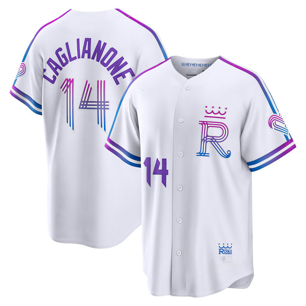 Kansas City Royals #14 Jac Caglianone White 2026 City Connect Stadium Stitched Baseball Jersey