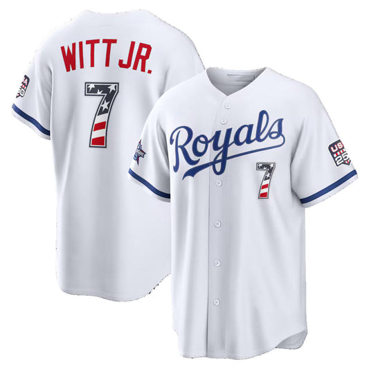 Kansas City Royals #7 Bobby Witt Jr. 2026 All-Star Edition Stars & Stripes White Stadium Baseball Jersey