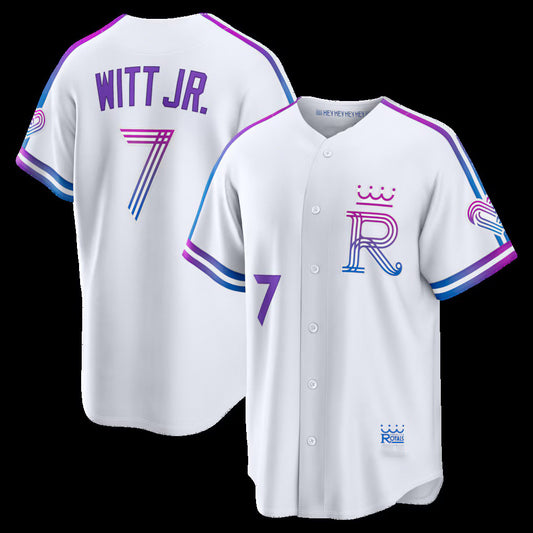 Kansas City Royals #7 Bobby Witt Jr. White 2026 City Connect Stadium Stitched Baseball Jersey