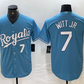 Kansas City Royals #7 Bobby Witt Jr Number Light Blue Cool Base Stitched Baseball Jersey