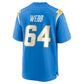 LA.Chargers #64 Terry Webb Powder Blue Team Game Football Jersey